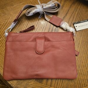 Elegant Leather Crossbody Bag - Terracotta